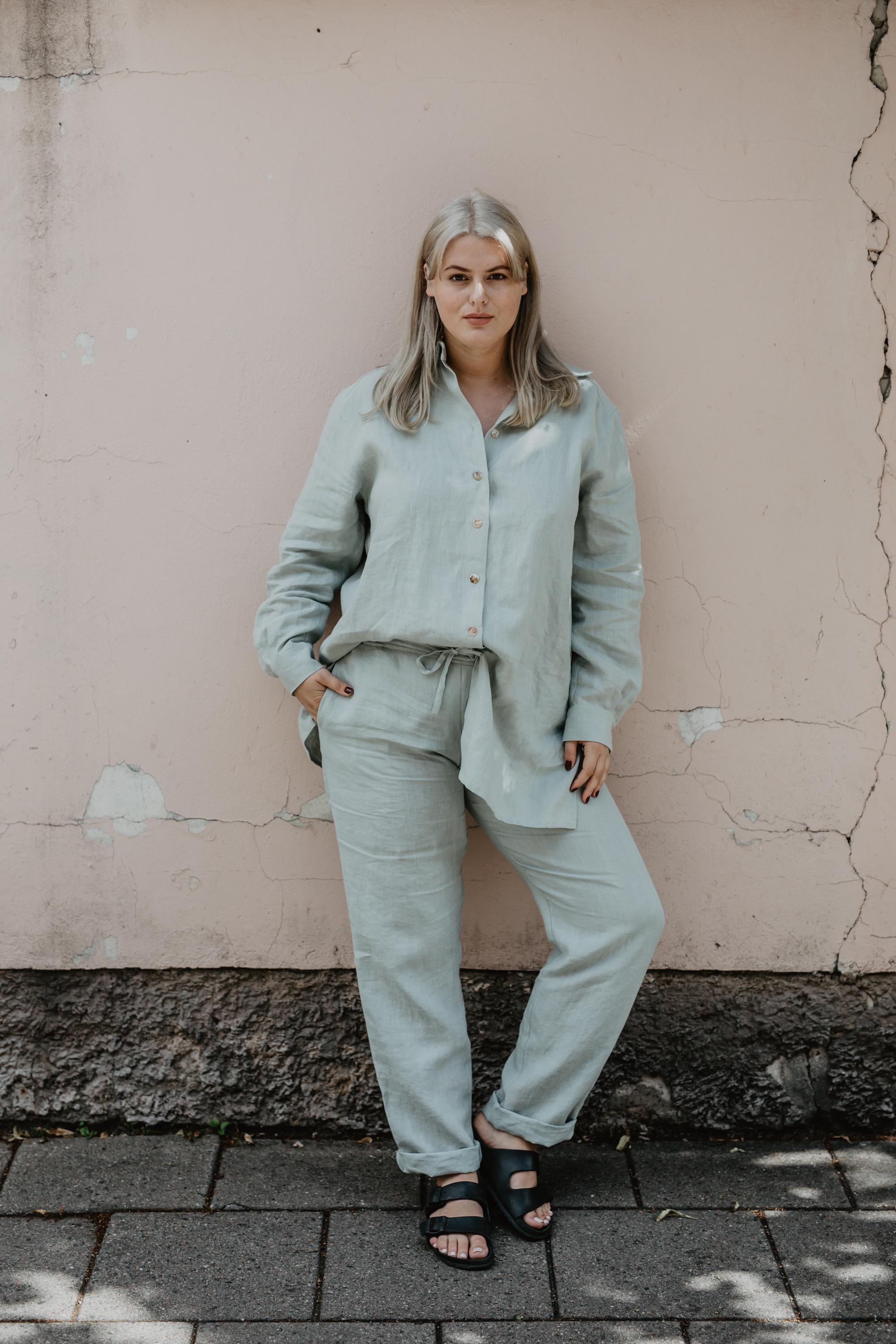 AmourLinen Linen pants L / Sage Green Linen pants Malmo L Sage Green Linen pants Malmo L Sage Green