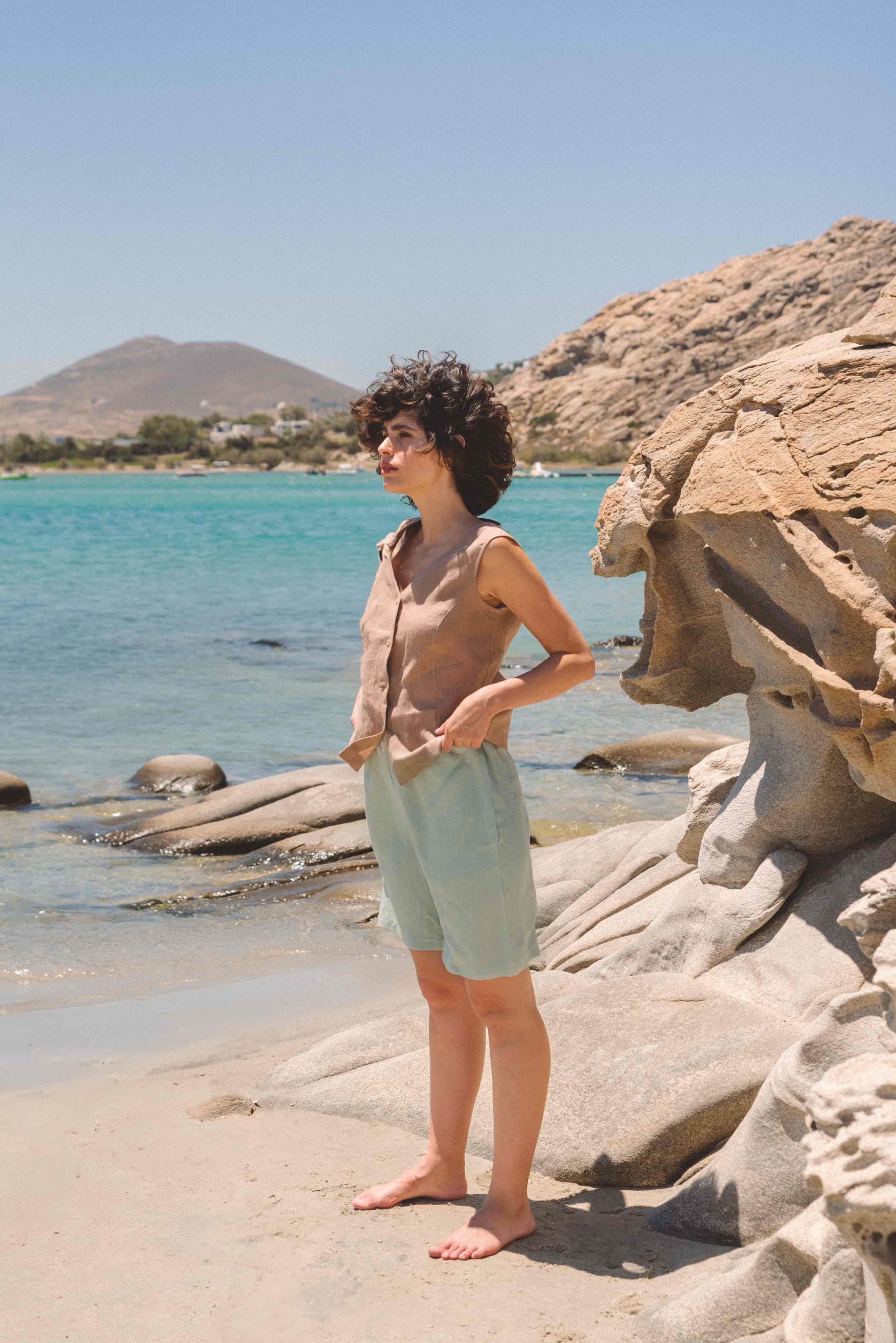 AmourLinen Linen bottom Long linen shorts MATILDA Long linen shorts MATILDA | AmourLinen | Linen Clothing