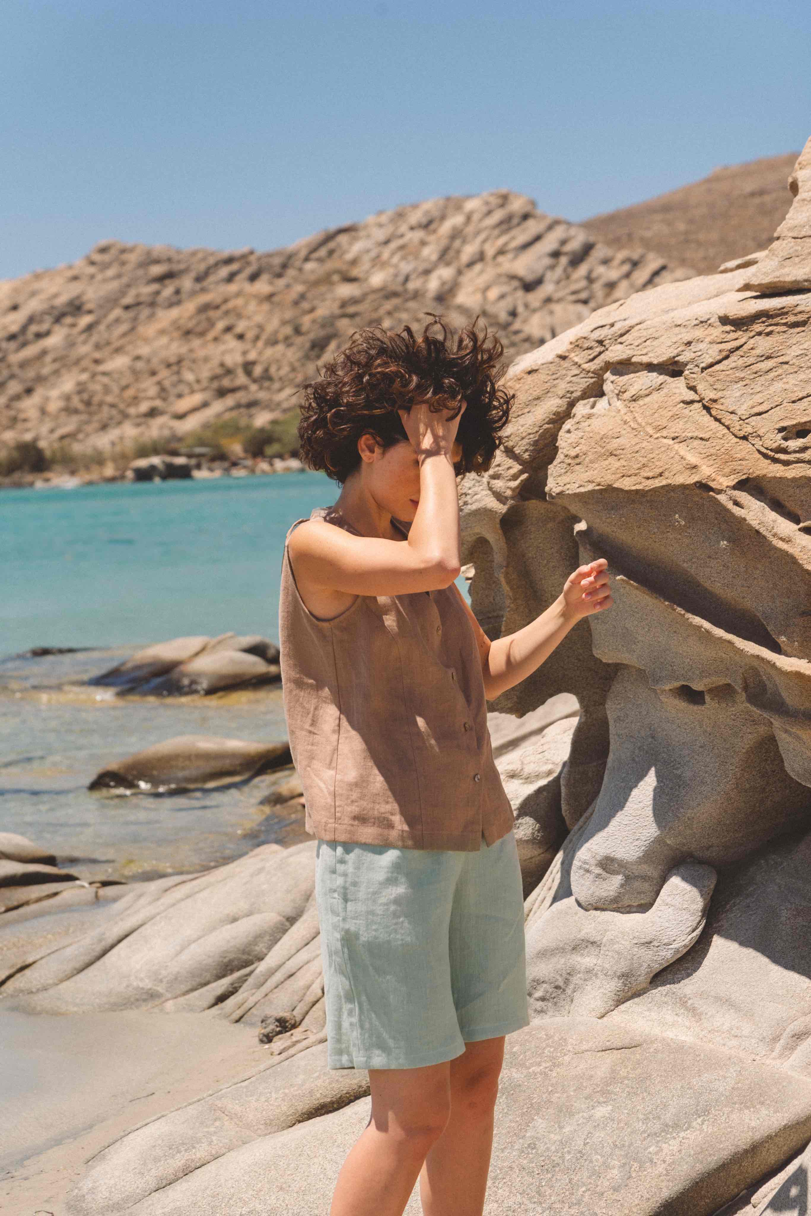 AmourLinen Linen bottom Long linen shorts MATILDA Long linen shorts MATILDA | AmourLinen | Linen Clothing