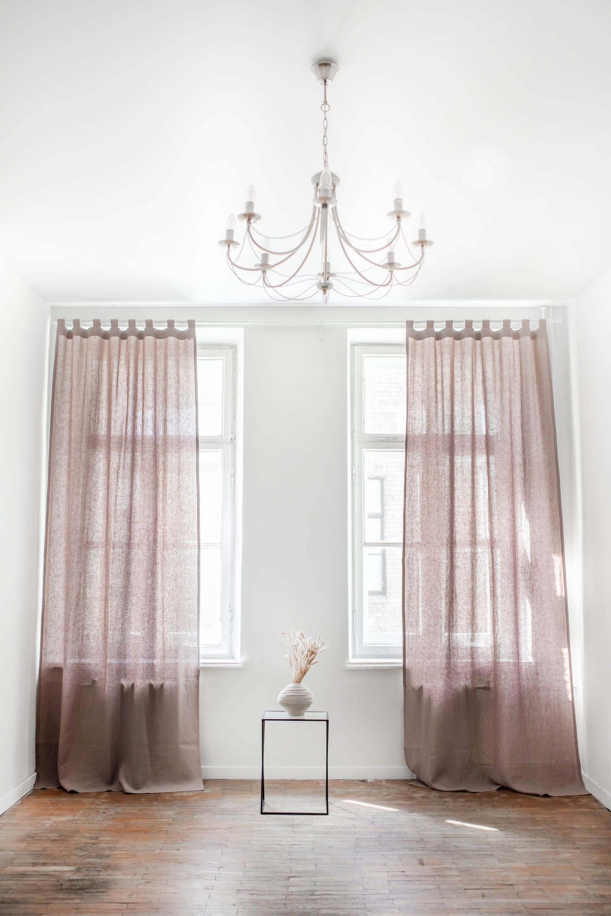 AmourLinen Linen curtains 53x108" / 135x275cm / Rosy Brown Tab top linen curtain - 53x108" / 135x275cm / Rosy Brown Tab top linen curtain - 53x108" / 135x275cm / Rosy Brown