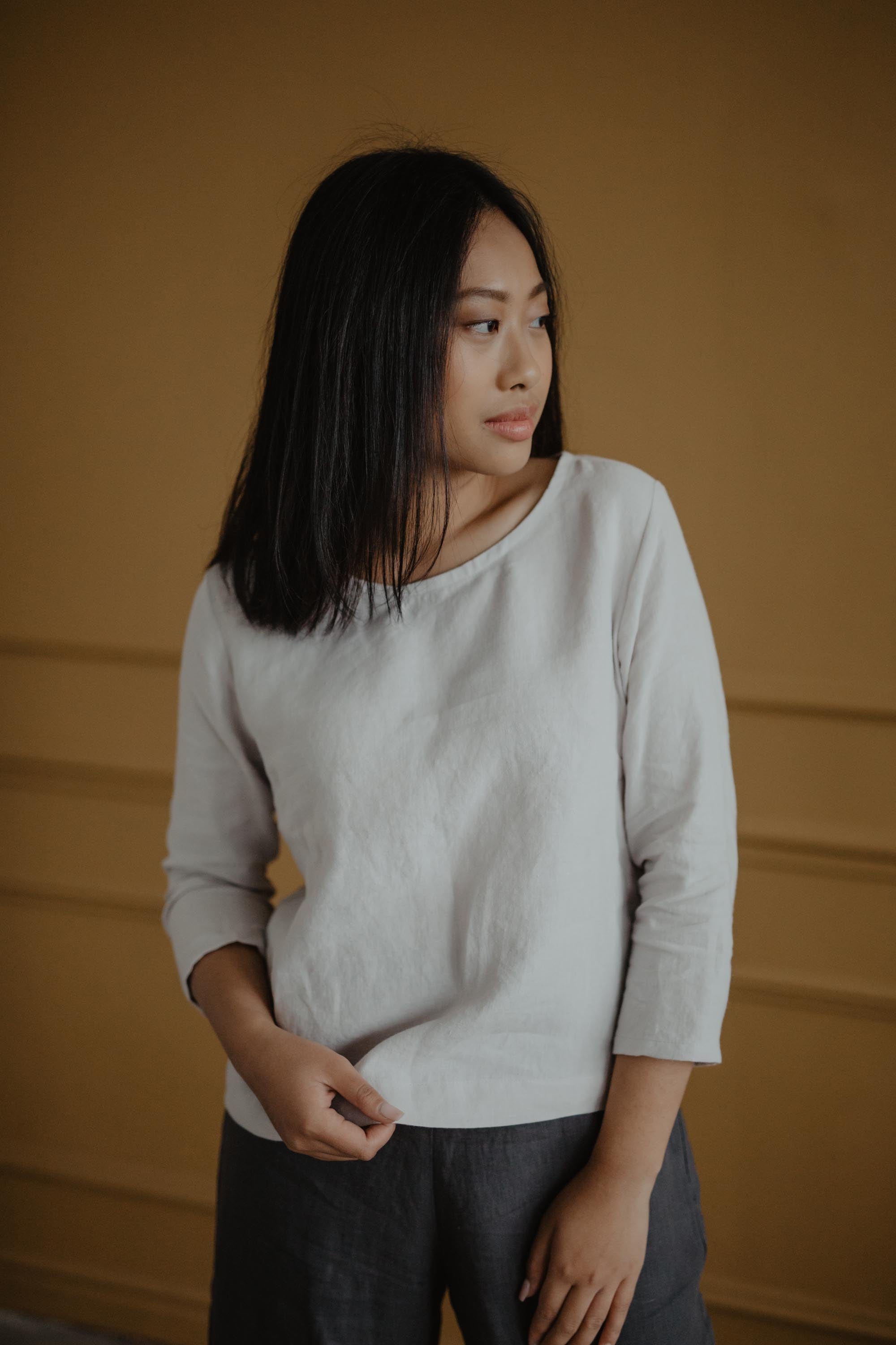 AmourLinen Linen top Riga linen top 3/4 sleeves Linen Top | AmourLinen | Linen Clothing