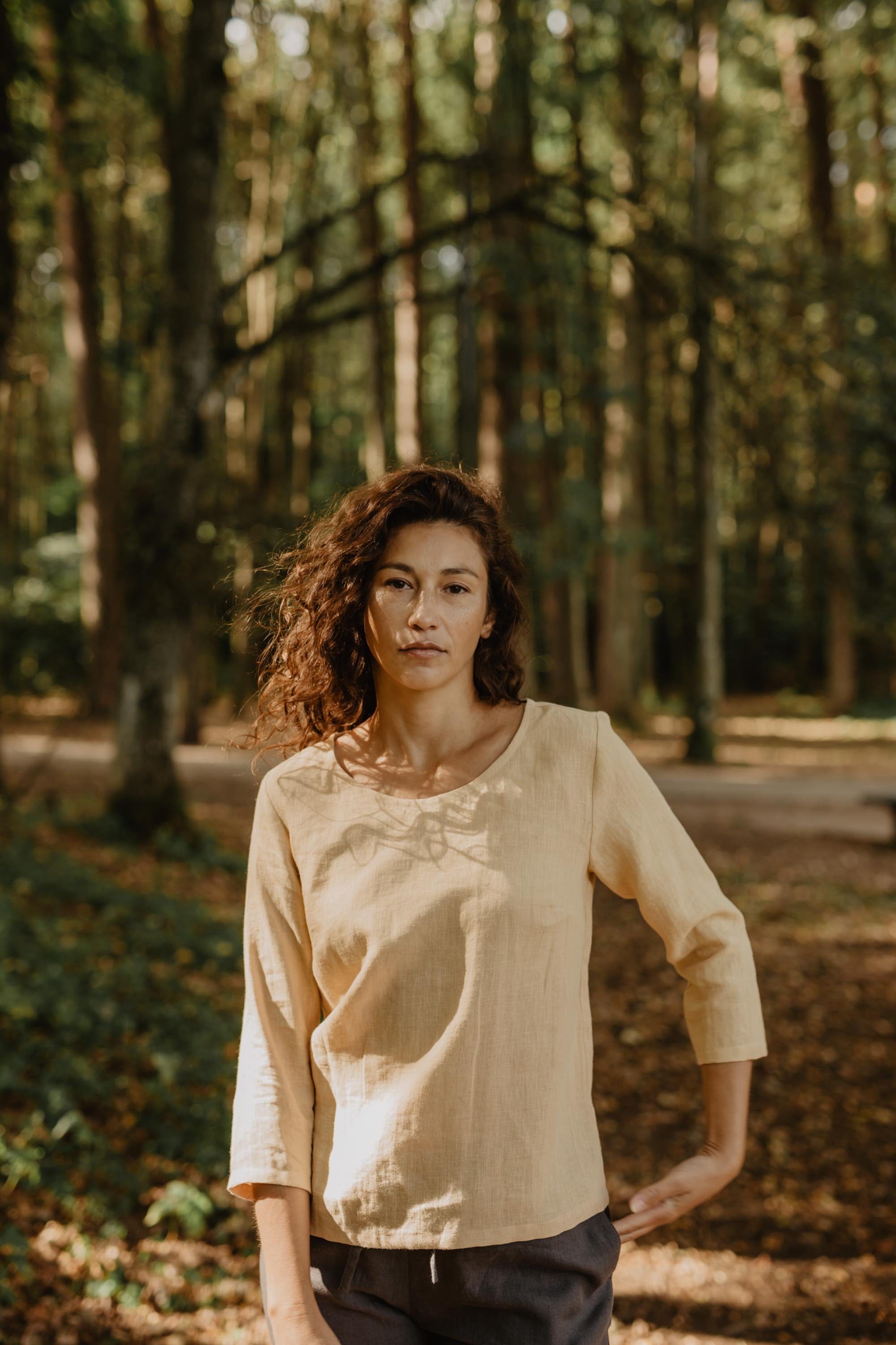 AmourLinen Linen top Riga linen top 3/4 sleeves Linen Top | AmourLinen | Linen Clothing