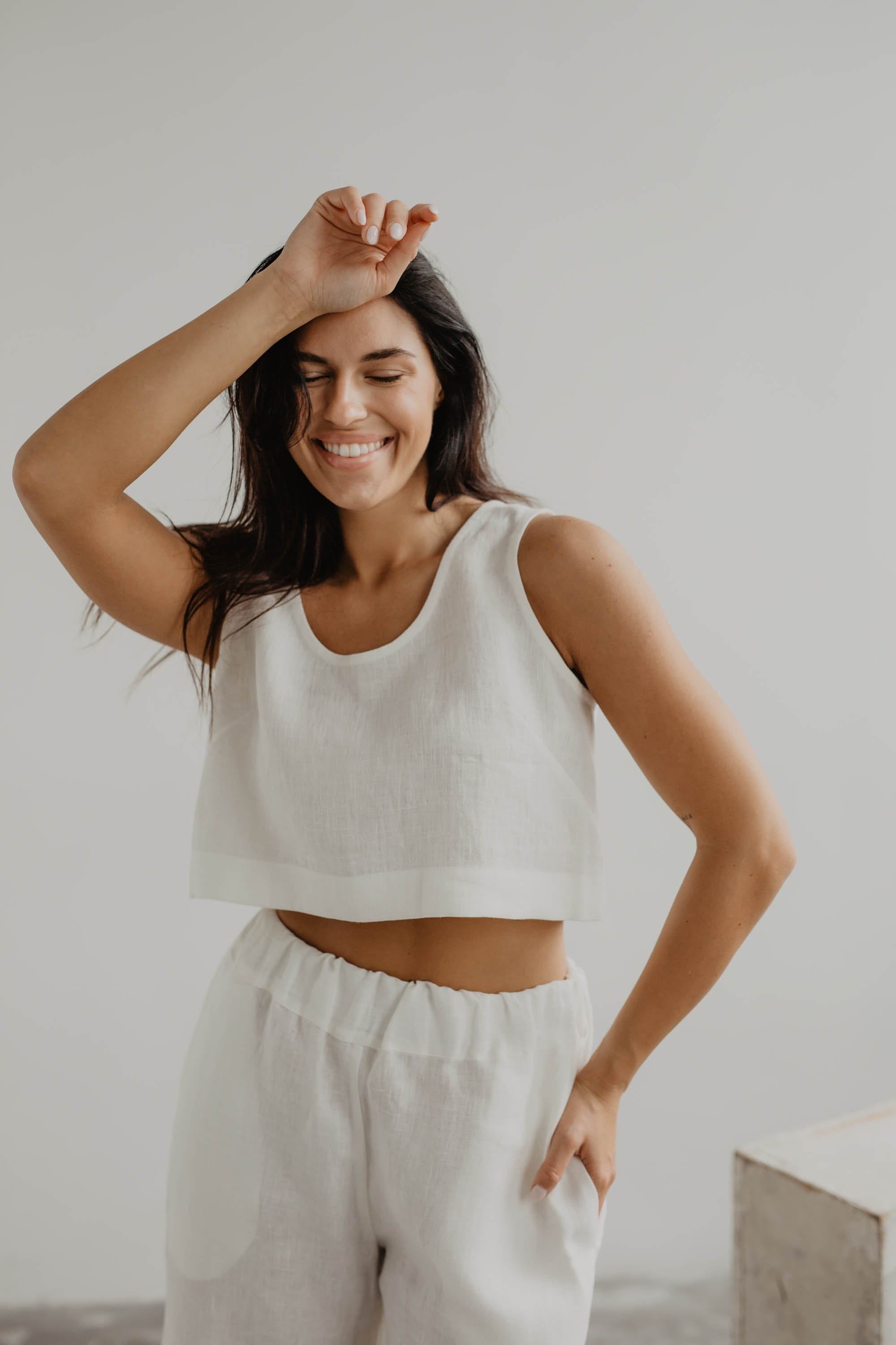 Mini linnen crop top PIPPA | ARCHIEFUITVERKOOP