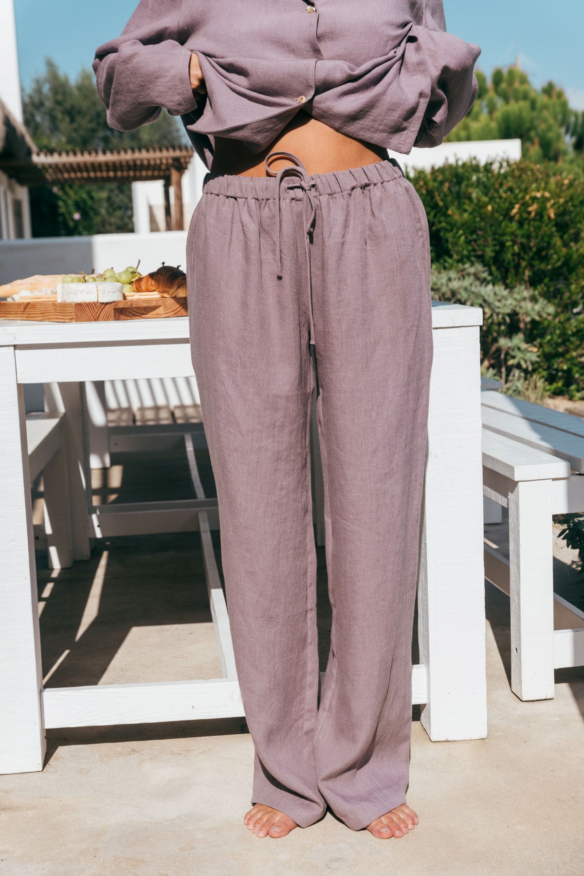 Nachtpyjamaset met lange mouwen in de kleur Dusty Lavender.