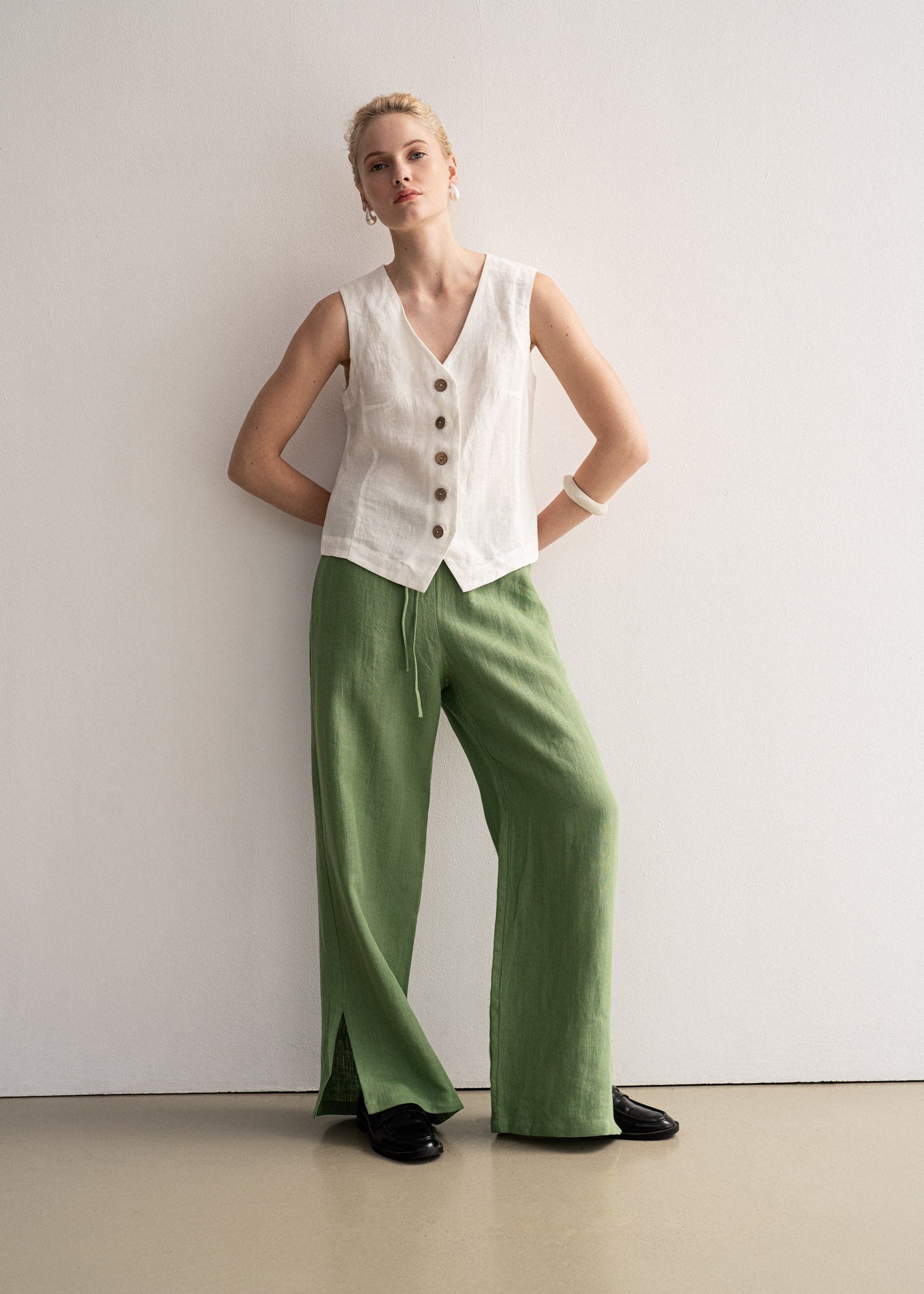 AmourLinen Linen dress Leah wide linen pants with slits Leah wide linen pants with slits